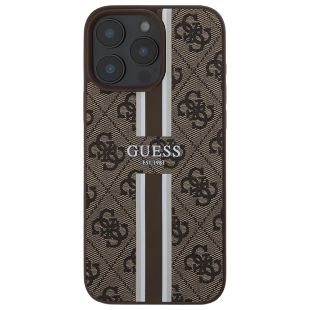 Чехол Guess 4G Printed Stripes для iPhone 16 Pro Max Brown with MagSafe (GUHMP16XP4RPSW)