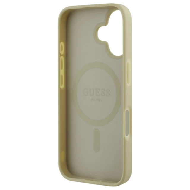 Чехол Guess Saffiano Peony Classic Logo для iPhone 16 Gold with MagSafe (GUHMP16SPSAPSMED)