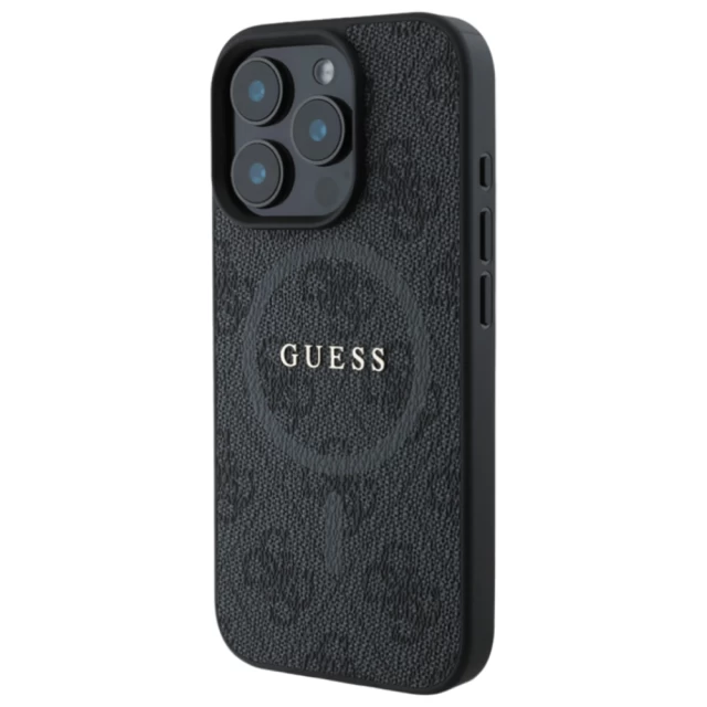 Чохол Guess 4G Collection Leather Metal Logo для iPhone 16 Pro Black with MagSafe (GUHMP16LG4GFRK)