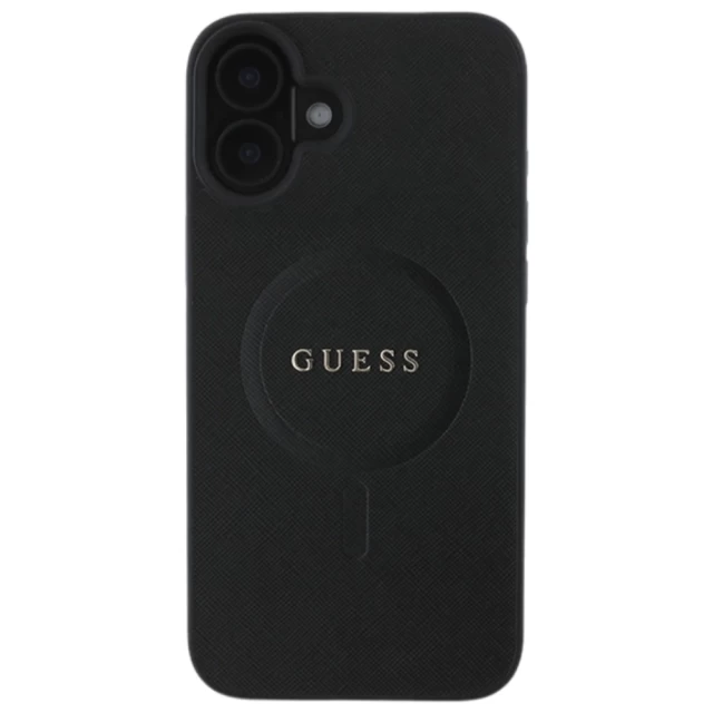 Чохол Guess Saffiano для iPhone 16 Plus Black with MagSafe (GUHMP16MPSAHMCK)