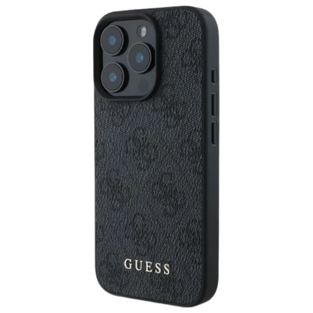 Чохол Guess 4G Metal Gold Logo для iPhone 16 Pro Black (GUHCP16LG4GFGR)