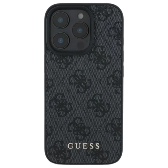 Чехол Guess 4G Metal Gold Logo для iPhone 16 Pro Black (GUHCP16LG4GFGR)