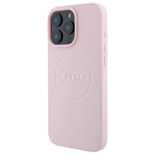 Чехол Guess Grained Gold Ring для iPhone 15 Pro Max Pink with MagSafe (GUHMP15XPGHSMMP)