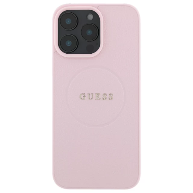 Чехол Guess Grained Gold Ring для iPhone 15 Pro Max Pink with MagSafe (GUHMP15XPGHSMMP)