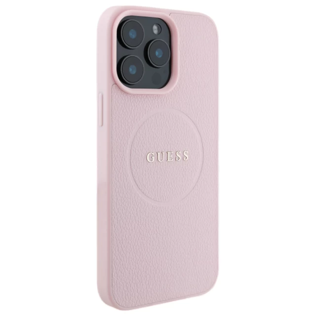 Чехол Guess Grained Gold Ring для iPhone 15 Pro Max Pink with MagSafe (GUHMP15XPGHSMMP)