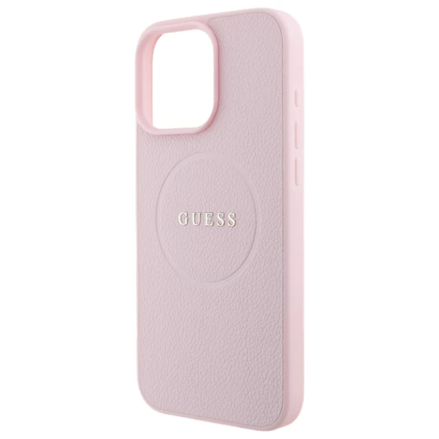 Чехол Guess Grained Gold Ring для iPhone 15 Pro Max Pink with MagSafe (GUHMP15XPGHSMMP)