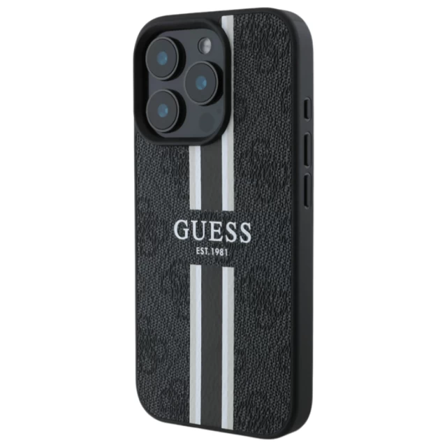 Чехол Guess 4G Printed Stripes для iPhone 16 Pro Black with MagSafe (GUHMP16LP4RPSK)