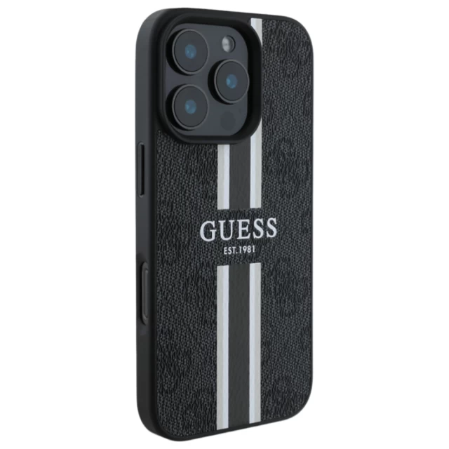 Чохол Guess 4G Printed Stripes для iPhone 16 Pro Black with MagSafe (GUHMP16LP4RPSK)