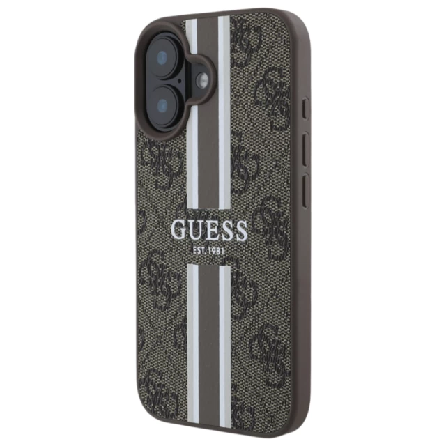 Чохол Guess 4G Printed Stripes для iPhone 16 Plus Brown with MagSafe (GUHMP16MP4RPSW)