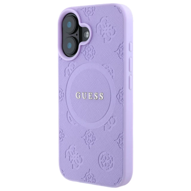 Чехол Guess Saffiano Peony Classic Logo для iPhone 16 Purple with MagSafe (GUHMP16SPSAPSMEU)