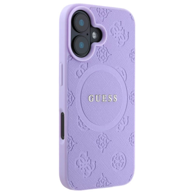 Чехол Guess Saffiano Peony Classic Logo для iPhone 16 Purple with MagSafe (GUHMP16SPSAPSMEU)