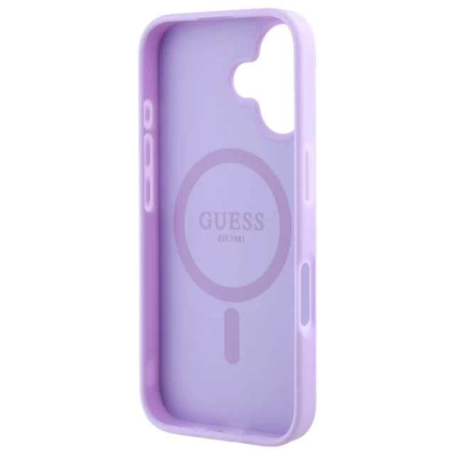 Чехол Guess Saffiano Peony Classic Logo для iPhone 16 Purple with MagSafe (GUHMP16SPSAPSMEU)