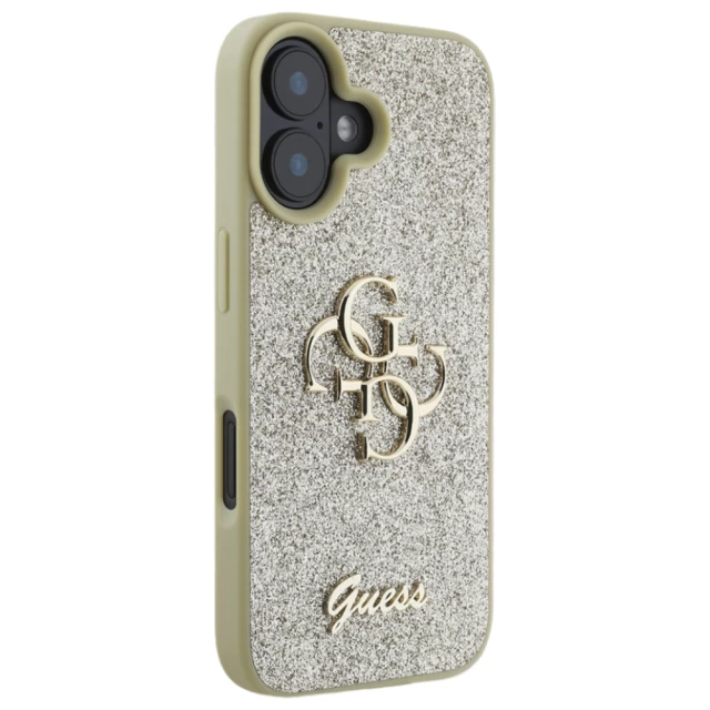 Чохол Guess Glitter Script Big 4G для iPhone 16 Gold (GUHCP16SHG4SGD)