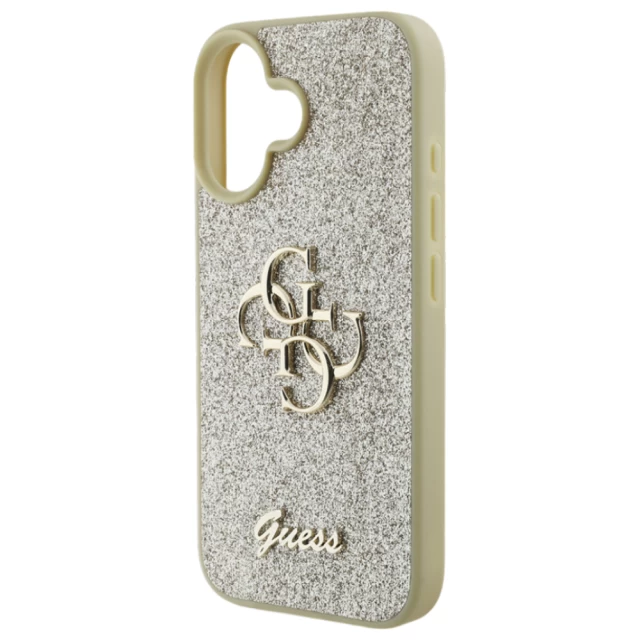 Чехол Guess Glitter Script Big 4G для iPhone 16 Gold (GUHCP16SHG4SGD)