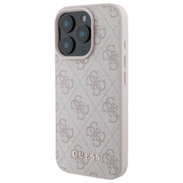 Чехол Guess 4G Metal Gold Logo для iPhone 16 Pro Max Pink (GUHCP16XG4GFPI)