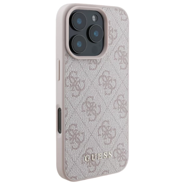 Чехол Guess 4G Metal Gold Logo для iPhone 16 Pro Max Pink (GUHCP16XG4GFPI)