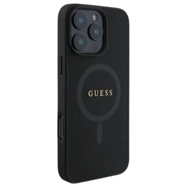 Чехол Guess Saffiano для iPhone 16 Pro Black with MagSafe (GUHMP16LPSAHMCK)