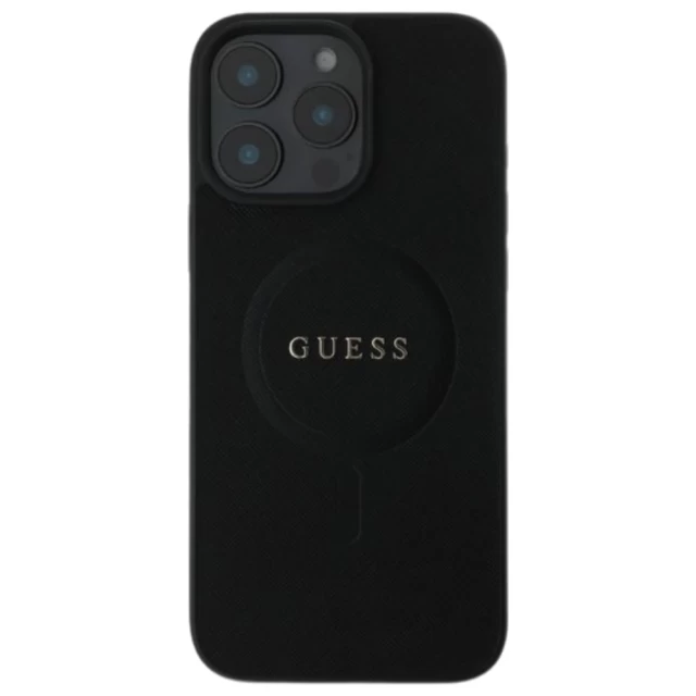 Чехол Guess Saffiano для iPhone 16 Pro Black with MagSafe (GUHMP16LPSAHMCK)