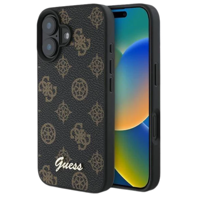 Чохол Guess Peony Script для iPhone 16 Plus Black with MagSafe (GUHMP16MPGPYSK)