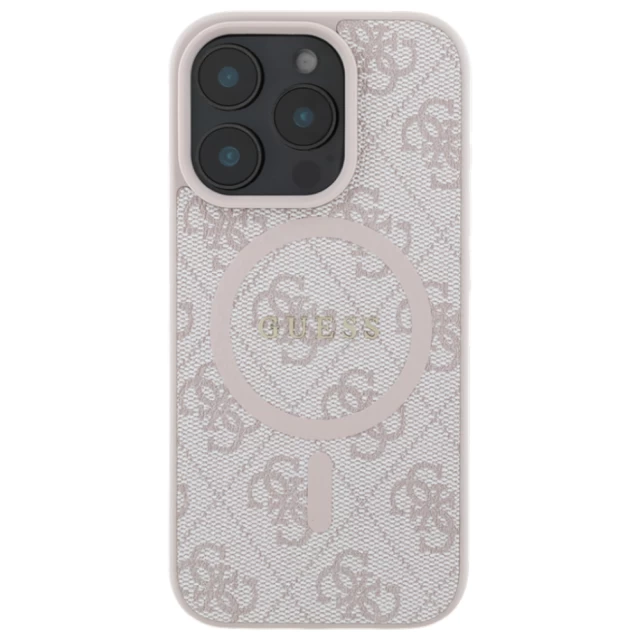 Чохол Guess 4G Collection Leather Metal Logo для iPhone 16 Pro Pink with MagSafe (GUHMP16LG4GFRP)