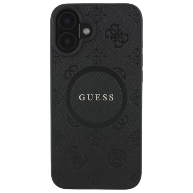 Чохол Guess Saffiano Peony Classic Logo для iPhone 16 Plus Black with MagSafe (GUHMP16MPSAPSMEK)