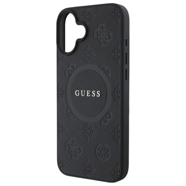 Чехол Guess Saffiano Peony Classic Logo для iPhone 16 Plus Black with MagSafe (GUHMP16MPSAPSMEK)