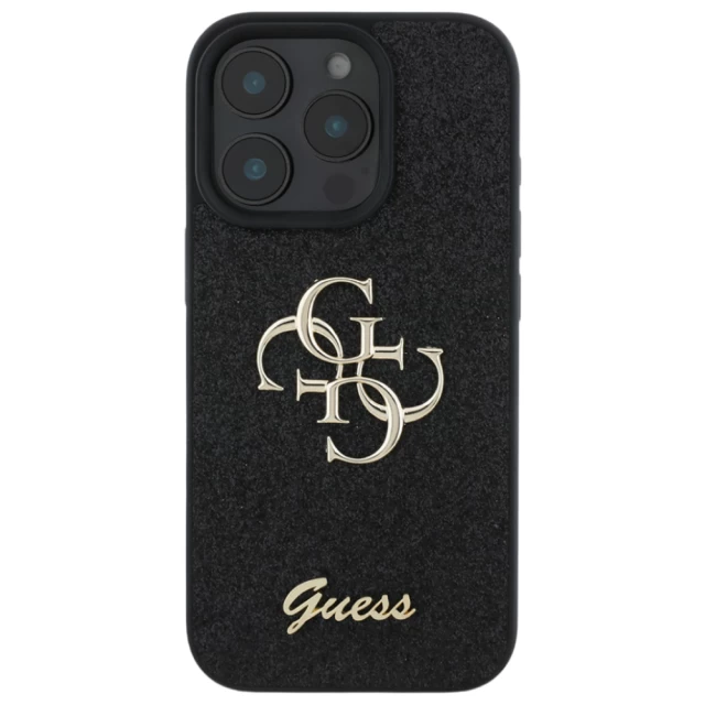 Чохол Guess Glitter Script Big 4G для iPhone 16 Pro Black (GUHCP16LHG4SGK)