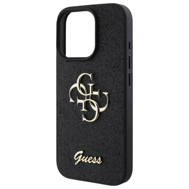 Чехол Guess Glitter Script Big 4G для iPhone 16 Pro Black (GUHCP16LHG4SGK)