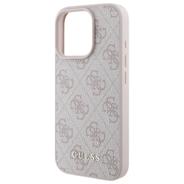 Чехол Guess 4G Metal Gold Logo для iPhone 16 Pro Pink (GUHCP16LG4GFPI)