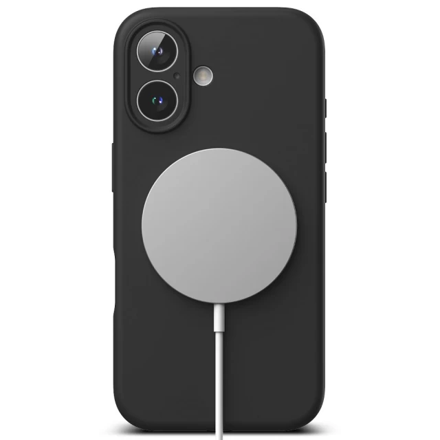 Чохол Ringke Silicone Magnetic для iPhone 16 Black with MagSafe (8800274960572)