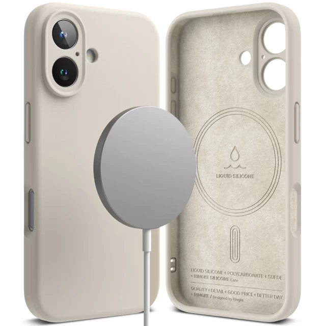 Чохол Ringke Silicone Magnetic для iPhone 16 Stone with MagSafe (8800274960596)