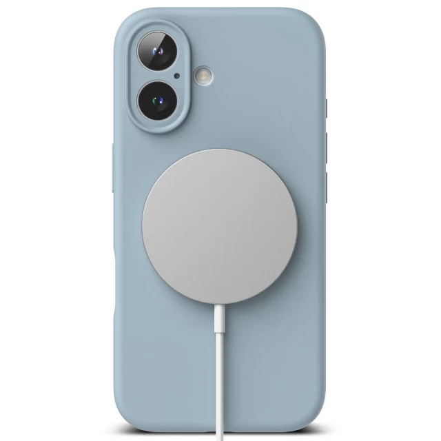 Чохол Ringke Silicone Magnetic для iPhone 16 Blue with MagSafe (8800274960619)