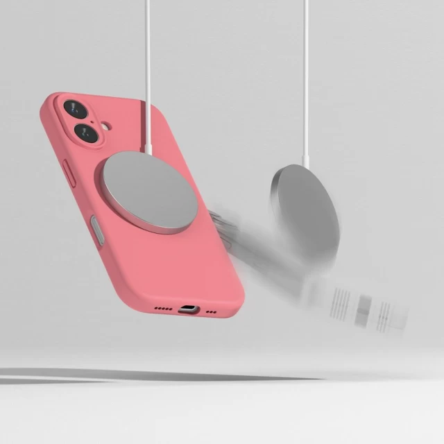 Чехол Ringke Silicone Magnetic для iPhone 16 Pink with MagSafe (8800274960657)