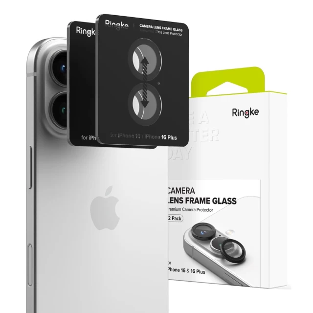 Захисне скло Ringke для камери iPhone 16 | 16 Plus Camera Frame Protector (2 pack) Black (8800274960374)