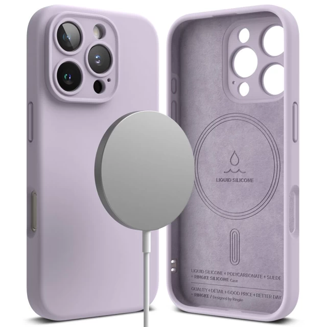 Чохол Ringke Silicone Magnetic для iPhone 16 Pro Light Purple with MagSafe (8800274960039)