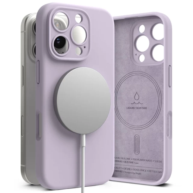 Чохол Ringke Silicone Magnetic для iPhone 16 Pro Light Purple with MagSafe (8800274960039)