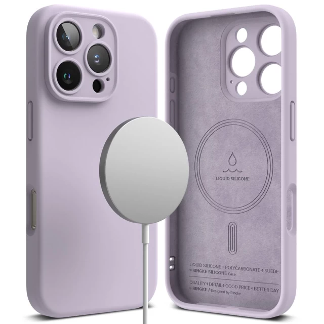 Чехол Ringke Silicone Magnetic для iPhone 16 Pro Max Light Purple with MagSafe (8809961789700)