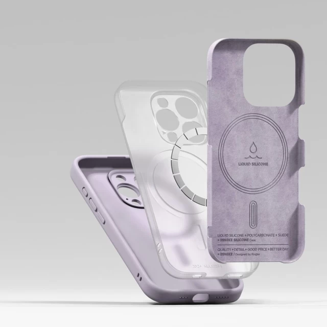 Чехол Ringke Silicone Magnetic для iPhone 16 Pro Max Light Purple with MagSafe (8809961789700)