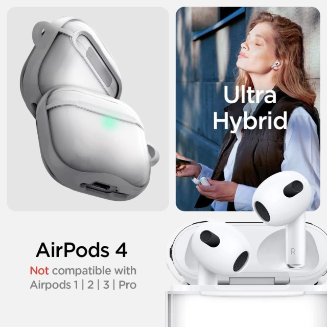 Чохол для навушників Spigen Ultra Hybrid для AirPods 4 Jet White (ACS08643)