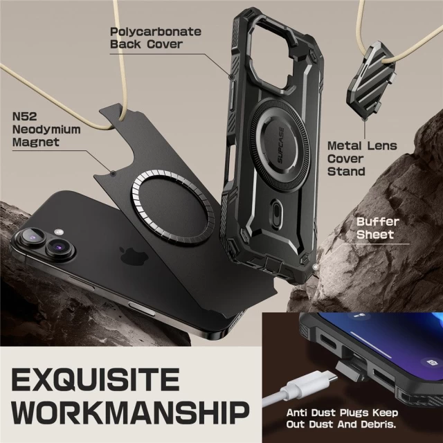 Чохол Supcase Unicorn Beetle XT Mag для iPhone 16 Black with MagSafe (843439150287)