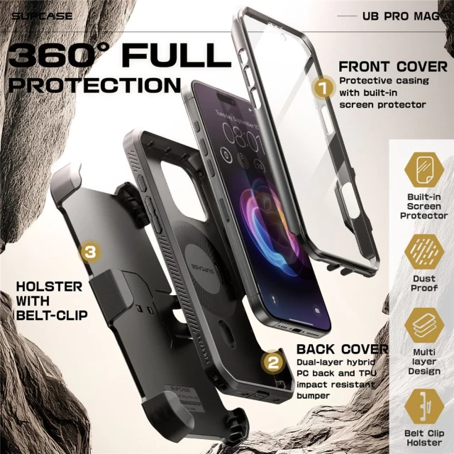 Чехол Supcase Unicorn Beetle Pro Mag для iPhone 16 Pro Black with MagSafe (843439150454)