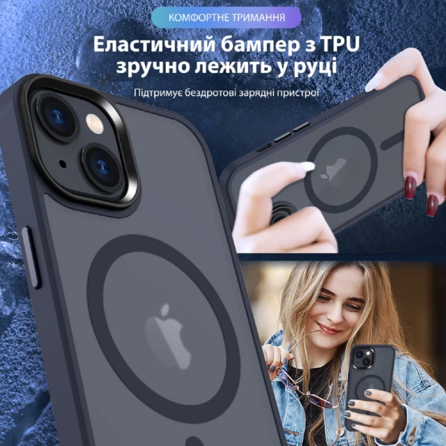 Чехол Upex UltraMat для iPhone 15 Midnight with MagSafe (UP172158)