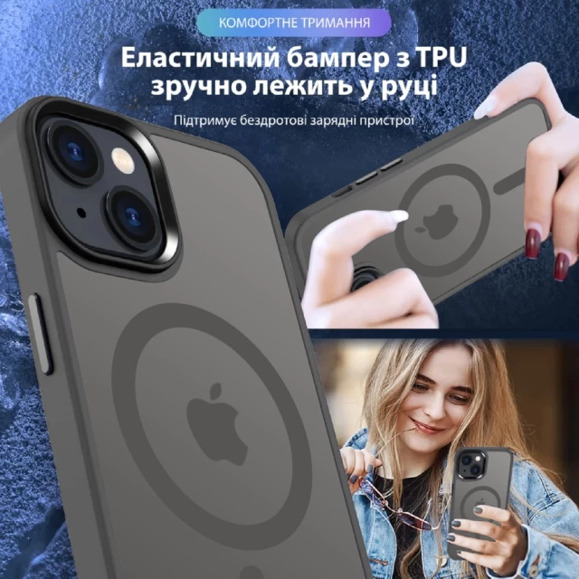 Чехол Upex UltraMat для iPhone 15 Gray with MagSafe (UP172224)
