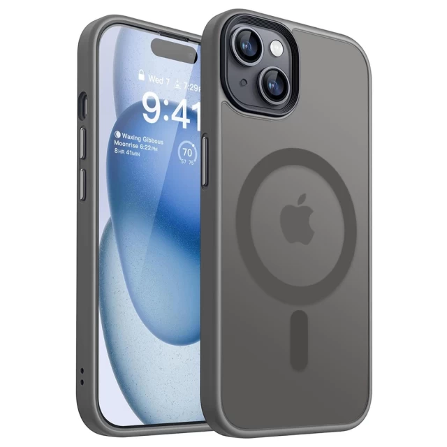 Чохол для iPhone 15 Plus WAVE Matte Insane Case with Magnetic Ring Gray