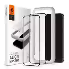 Захисне скло Spigen для iPhone 12 Pro Max Glas tR ALM FC Black (2 Pack) (AGL01792)