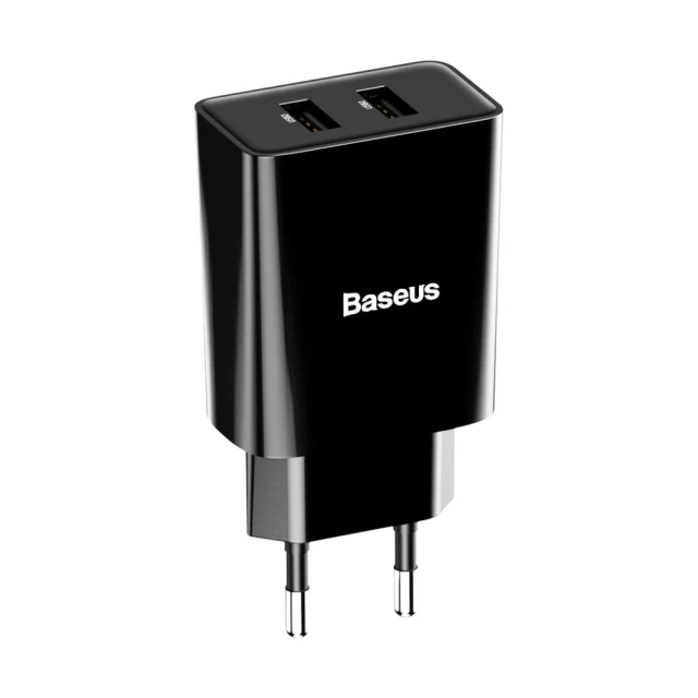 Мережевий зарядний пристрій Baseus Speed Mini Dual U 10.5W 2xUSB-A Black (CCFS-R01)