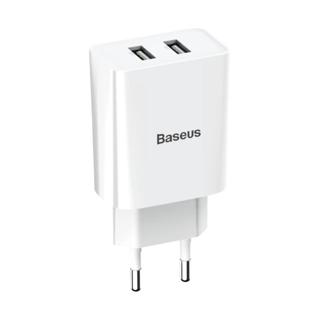 Мережевий зарядний пристрій Baseus Speed Mini Dual U 10.5W 2xUSB-A White (CCFS-R02)