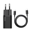 Мережевий зарядний пристрій Baseus Super Silicone PD 25W USB-C with USB-C to USB-C Cable 1m Black (TZCCSUP-L01)