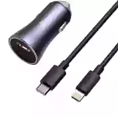 Автомобільний зарядний пристрій Baseus Golden Contactor Pro 40W USB-A/USB-C with USB-C to Lightning Cable Dark Gray (TZCCJD-B0G)