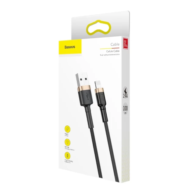 Кабель Baseus Kevlar Cable USB for Lightning 2A 1M Gold+Black (CALKLF-BV1)